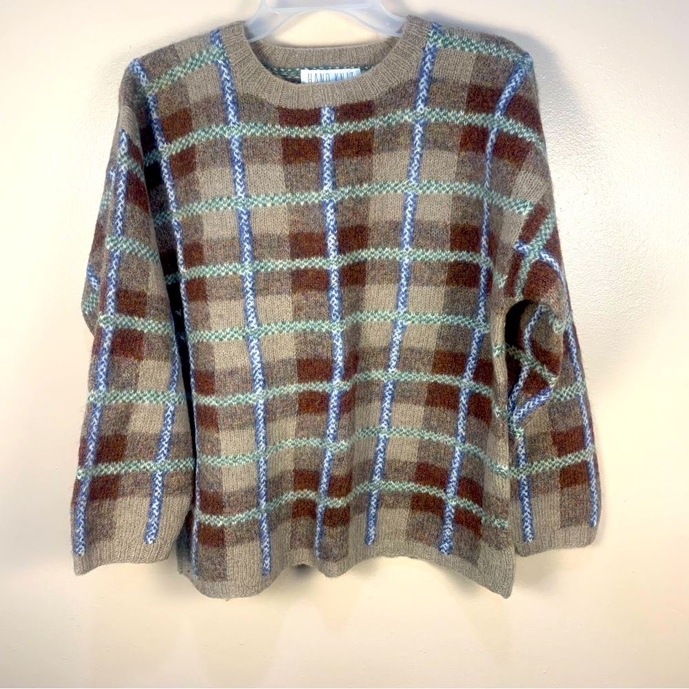 Vintage Handknit The Limited Wool Check Pullover Sweater - Picture 1 of 10